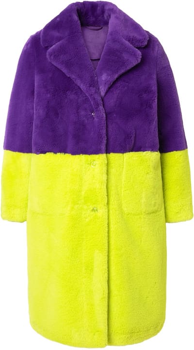 Angel of Style - Dames - Mantel imitatiebont tweekleurig reverskraag - Violet - Maat 48