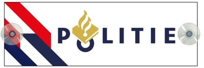 Politie autobordje met boorgaten en zuignapjes | gecoat dibond materiaal | 21 x 7 cm