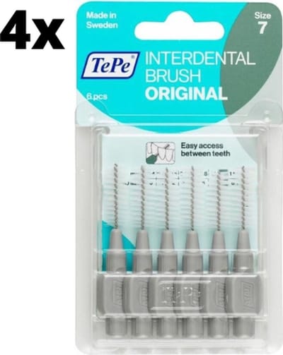 TePe Ragers Grijs 1,3mm - 4 x 6 stuks - Voordeelverpakking