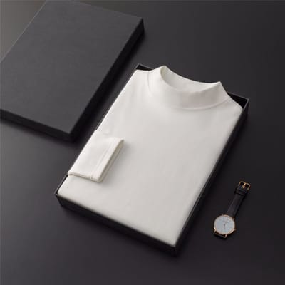 Herfst Half Turtleneck Bottoming Shirt Heren Trui Heren Effen Kleur Lange Mouw T-shirt 2XL black