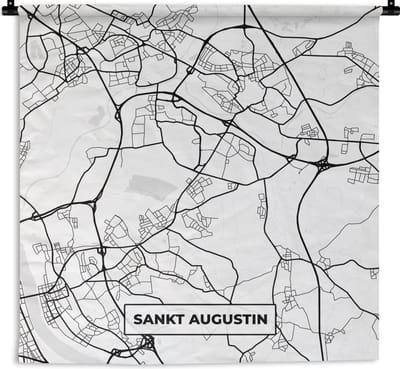 Wandkleed - Wanddoek - Sankt Augustin - Kaart - Plattegrond - Stadskaart - 180x180 cm - Wandtapijt