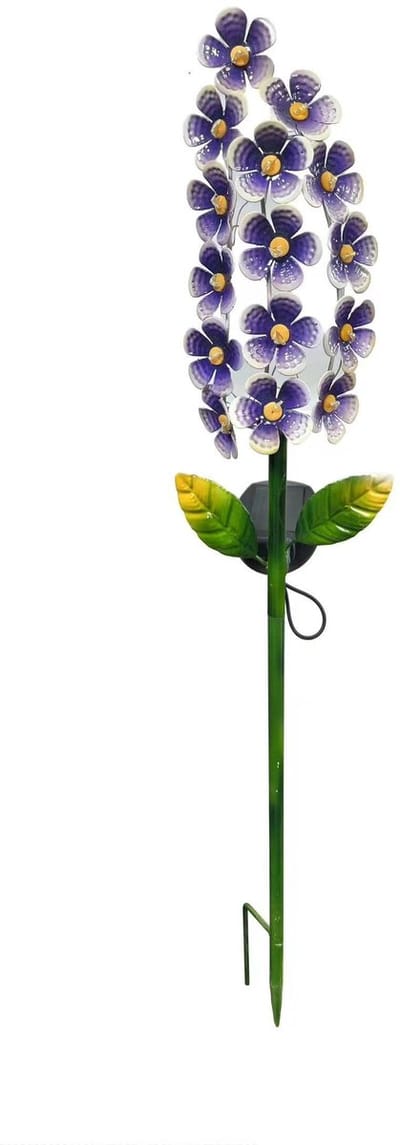 Violette decoratielamp op zonne-energie - GALIX - G2622 - Metaal - Hoogte 65 cm - 15 micro-LED's - Warm wit - 3 lumen