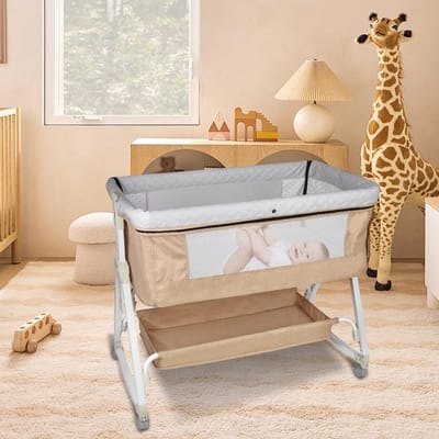 3-in-1 Baby Bed met Matras: Bijzetbed, Co-sleeper en Wieg | In Hoogte Verstelbaar
