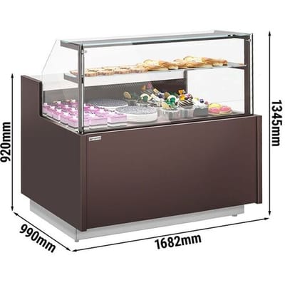 GGM Gastro Kühl- & Kuchentheke RIGA - 1680mm - 2 Ablagen Bruin / Wit