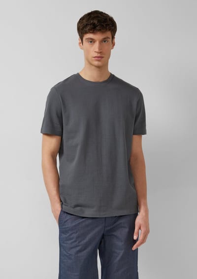 s.Oliver - male - T-shirt met structuur van puur katoen