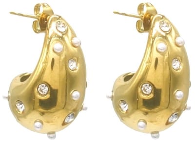 Oorbellen - oorstekers - goudkleurig - druppel - parels - steentjes - tijdloos - hip - feest - cadeau - vrouwen - dames - chique