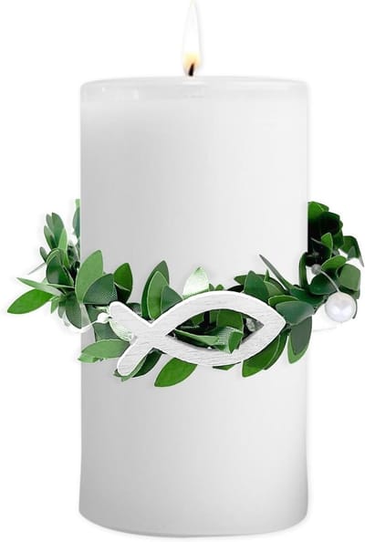 Communiekaars met Druppelbescherming, Witte Kaarsenkrans 4cm-9cm, Visdecoratie voor Doop en Bruiloft, Druppelring Accessoire (1 Stuk)