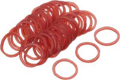Verpakking van 100 elastiekjes, rekbaar, rood, 15 mm x 1,4 mm, haarelastiekjes voor thuis en op kantoor