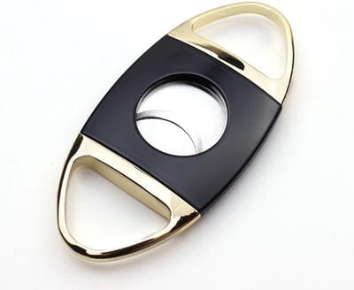 Sigarenknipper - Sigarensnijder - Sigaar Knippen - Ovaal - Tot 22 mm dik - Roestvrij Staal - 1 stuk - Zwart/Goud