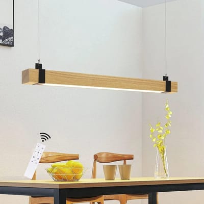 NETTLIFE LED Hanglamp hout - Vintage - dimbaar keukenlamp - 100CM eettafellamp - 17W industriële eetkamerlamp - voor woonkamer | slaapkamer | kantoor