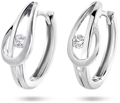 Zilver Gerhodineerd Klapoorringen Zirkonia Poli/Mat 1335321