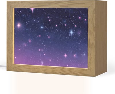 Nachtlampje 20x15 cm - Kinder lampje - Hemel - Sterren - Blauw - Tafellamp kinderkamer - Slaapkamer lamp - Bedlamp kinderen - Kinderlampje stopcontact - Wandlamp babykamer - Nachtlampjes