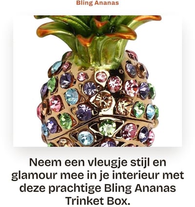 Dailygoods- Sieradenbox Ananas-stijl - Sieradenopslag - Metalen Juwelendoos - Elegant Design - Ingelegd met Strassteentjes - Stijlvol en Opvallend - Snuisterijdoos