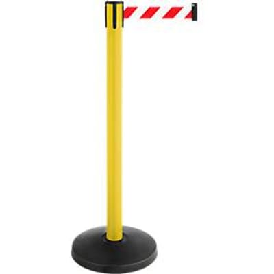 Afzetpaal met trekband, set van 2, geel, trekband rood/wit