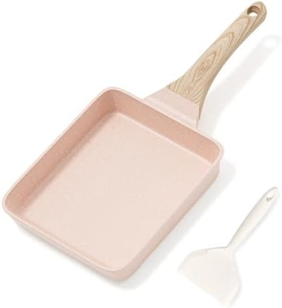 Antiaanbaklaag Tamagoyaki Omeletpan - Graniet Coating - Geschikt voor Inductie, Gas en Elektrisch - Eierpocheerpan voor Ontbijt - Pannenkoekenpan - Kleine Braadpan zonder PFOA - Campingpan met Geïsoleerde Handgrepen