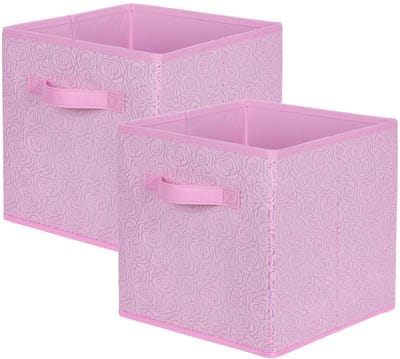 powerking Stoffen opbergdoos, opvouwbaar, met handvat, voor kasten en speelgoed, 27 x 27 x 28 cm, 2 stuks