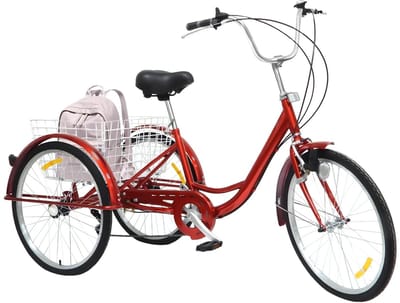Boleen - 24inch Rode Driewieler - Driewielers - Fiets - Inclusief Fietsmand - Met 6 Versnellingen - Rood