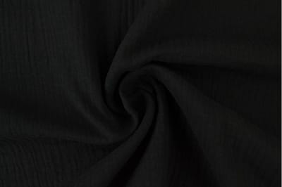 10 meter mousseline stof - Zwart - 135cm breed