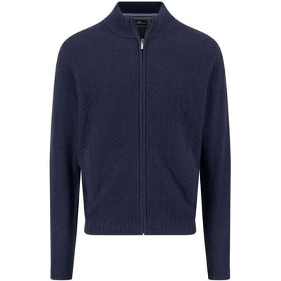 Fynch-Hatton Vest Uni Color Cotton Stand-Up Zip Collar Navy / male