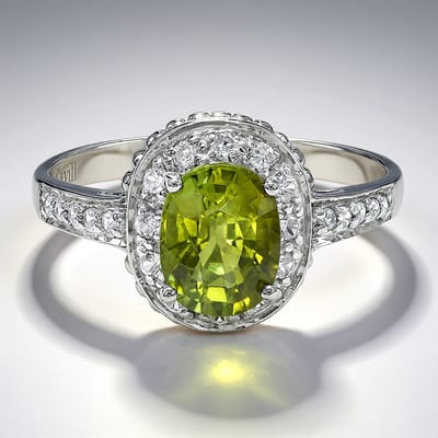 Cavill - Zilveren ring platina geplateerd met 1,55 ct kopertoermalijn uit Mozambique en 0,416 ct zirkoon - Ovale edelsteen ring elegant