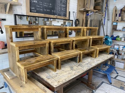 Trappetje 3 treden van steigerhout kleur LAK
