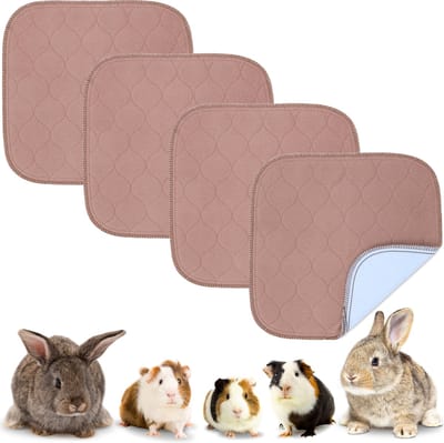 VANESTE Bodembedekking Knaagdieren en Konijnen - Cavia Fleece Pee Pads - Strooiselmat - Stofvrij - Wasbaar - 30x30 cm - Bruin - 4 Stuks