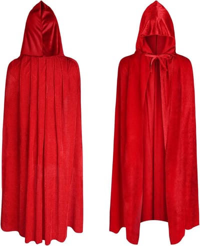 Rode Cape Halloween Kostuum met Kap en Toebehoren voor Kinderen - Grim Reaper Lange Cloak voor Vampier Feest, Familiefeest en Verkleedpartijen