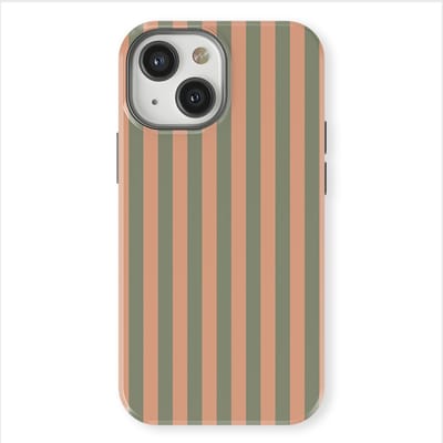 DripCase Gestreept Hoesje geschikt voor iPhone 13 Mini | Backcover met Mag | Stripes Motief | Trendy Case geschikt voor iPhone 13 Mini met Strepen Sweet Sage