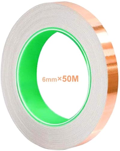 Cosensi - Zelfklevend Koperfolieband 50M x 6mm voor Afscherming en Creatieve Projecten