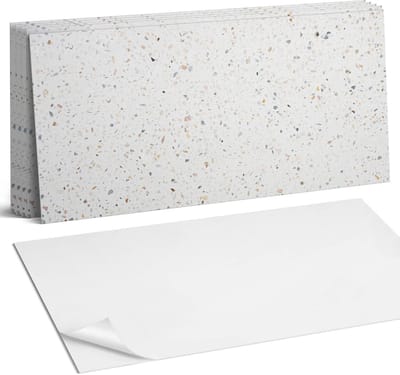 Coloray Plaktegels - Steenpatroon met deeltjes Wandtegel Zelfklevend - 60 cm x 30 cm - Wit Plaktegels - 6 stuks - Rechthoek PVC Tegels - Plaktegels Keuken - Zelfklevende Vloertegels Badkamer - Vinyl Tegels Zelfklevend - Zelfklevende Wandtegels