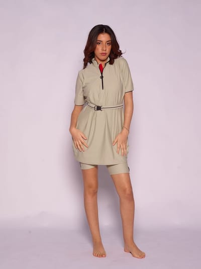MYKINY BRAND - Maisa - Semi Burkini - Groen Sage - Badpak - Maat XL - Waterafstotend (valt klein)