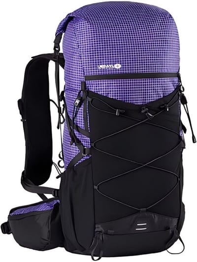 CarryQuest® - 40L Klimrugzak Outdoor Ultralight - 30+10L Hiking Backpack met Rugventilatie, Front-/Toploader, Stevige Ritsen & Gespen - DL-UHMWPE/Polyester - 76x30x18 cm - Paars