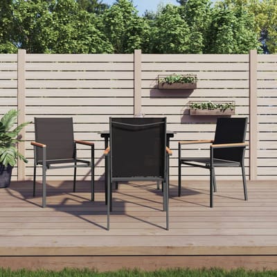 vidaXL - 5-delige - Tuinset - textileen - en - staal - zwart