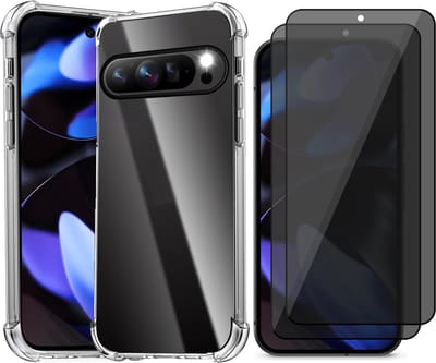 Hoesje geschikt voor Google Pixel 9 / 9 Pro / 10 / 10 Pro - 2x Privacy Screenprotector Volledig Dekkend Glas - Shockproof Transparant