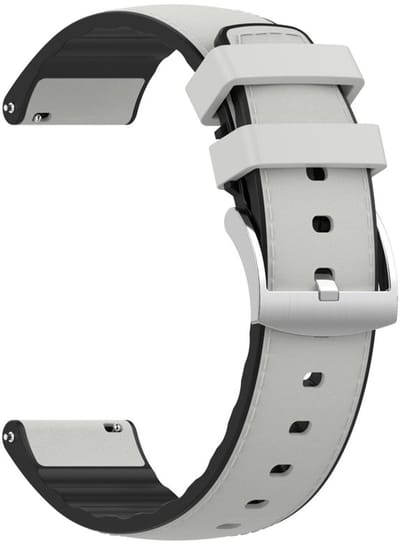 Hybride bandje - siliconen + leer - geschikt voor Garmin Venu (2 Plus) / Venu SQ (2) / Vivomove (Style - Sport) / Vivoactive 3 / 5 / 6 / Forerunner 55 / 165 / 245 / 645 / 570 - 42mm - wit