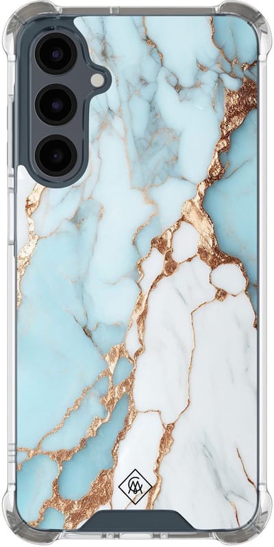 Casimoda® hoesje - Geschikt voor Samsung Galaxy A17 - Marmer Lichtblauw - Shockproof case - Extra sterk - TPU/polycarbonaat - Blauw, Transparant