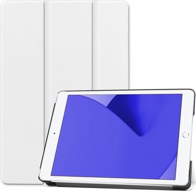 Hoes - Geschikt voor Apple iPad 8 (2020) - 10.2 inch - 8e Generatie - Dun & Stevig - Trifold Bookcase - Hard Cover - Hardcover Book Case - Tablet Hoesje - Wit