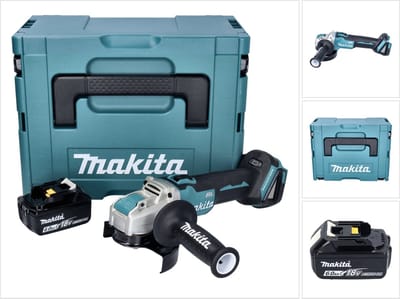 Makita DGA 521 G1X1J accu haakse slijper 18 V 125 mm X-LOCK Brushless + 1x accu 6,0 Ah + Makpac - zonder oplader