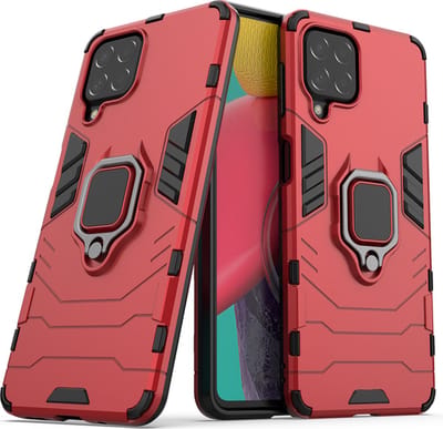 MobyDefend Hoesje - Geschikt voor Samsung Galaxy M53 - Dubbelgelaagde Pantsercase Met Standaard - Rood