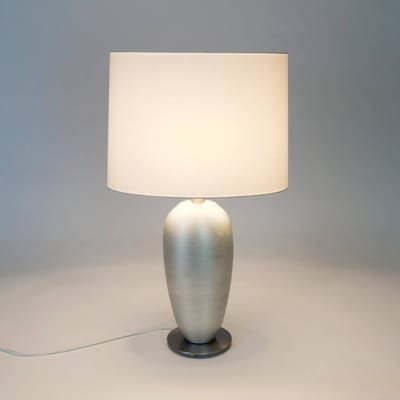 Holländer Tafellamp OMEGA OVAL, zilver/wit, hoogte 65 cm, keramiek, E27