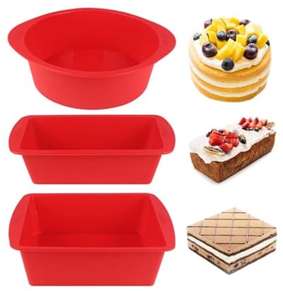 3-delige set siliconen bakvormen voor cake, brood en quiche