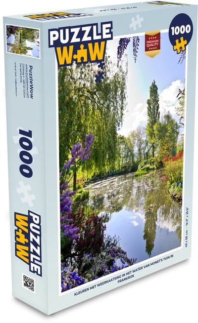 Puzzel Kleuren met weerkaatsing in het water van Monet's tuin in Frankrijk - Legpuzzel - Puzzel 1000 stukjes volwassenen