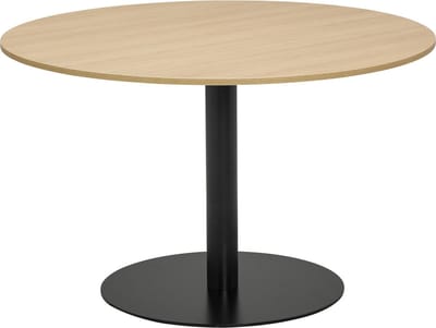 T60 - Kolomtafel Rond - 100x100 - 74cm hoogte - Eiken Natuur - Zwart Frame (Nederlands Product - BUUR Collectie)