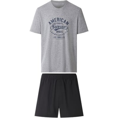 ESMARA MEN Heren pyjama (Grijs/zwart, S)