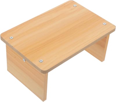 Houten Voetenbankje - Krukje Ondersteuning - Comfortabel Zitten - Stevig Houtmateriaal - 30x20x13cm - Kaki