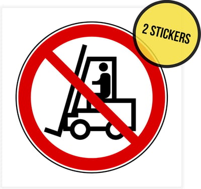 Pictogram/ stickers (2x) | Heftrucks verboden | 20 x 20 cm | Forklift | Veiligheid | Transport | Vorklift | Laden en lossen | Security | Logistiek | Chariot élévateur | Polystyreen | Universeel | 2 stuks