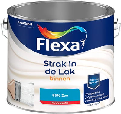 Flexa - Strak In De Lak Binnenlak Hoogglans - 85% Zee - Mengverf - 2,5 L