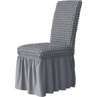 1 stuks Seersucker Stoelhoes Voor Eetkamer Banketstoel Hoes Stretch Stoelhoes met Rok Elastisch Bruiloftsstoel Decor 1PC chair cover gray