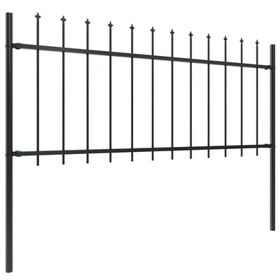 vidaXL - Tuinhek - met - speerpunt - staal - 671x80 - cm - zwart