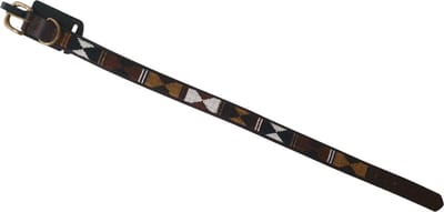 Serengeti halsband / Hondenhalsband - Echt Leder - Breedte 25 mm - Nekomtrek 53 - 58 (GELIEVE ALVORENS BESTELLEN OPMETEN)